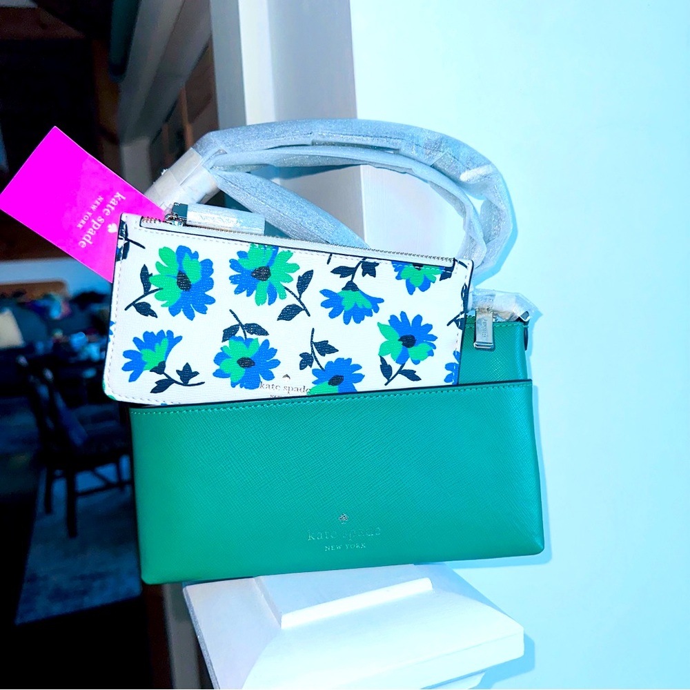 Kate Spade - Sadie Saffiano Leather Top Sip crossbody bag, new, Kelly green